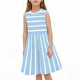 thumbnail image 2 of Ashirexll Summer Dresses for Teens, Girls Dresses Size 10-12, Girls' Summer Dress for 3-14 Casual Sleeveless Round Neck Dress Striped Style Waist Cinched Children's Dress, 2 of 7
