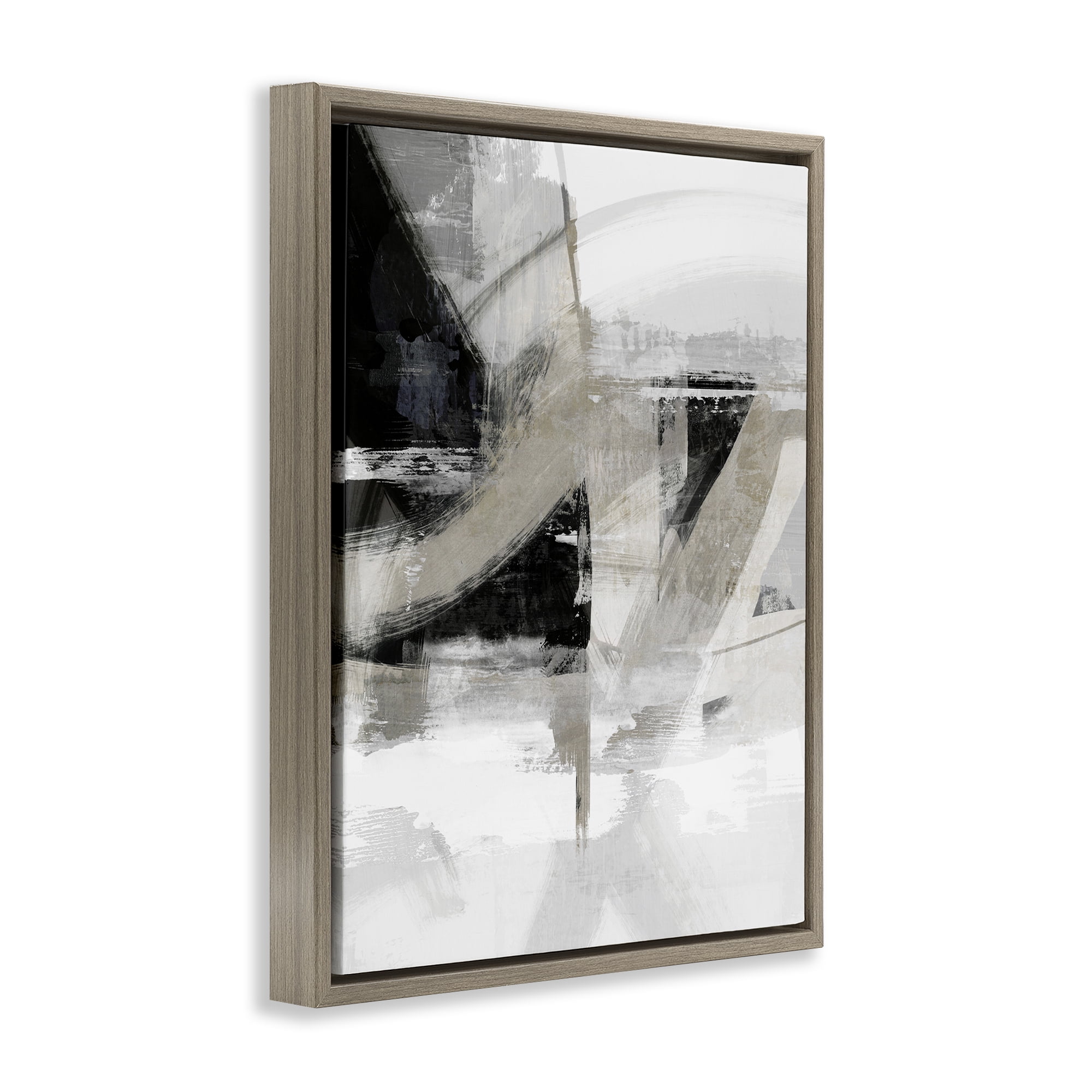 Stupell Industries Neutral Urban Complex Abstract Painting Brown Floater Framed Canvas Art Print Wall Art, 17 x 21