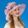 thumbnail image 6 of Fgnfyis Elegant Womens Wide Brim Sun Hat Floral Design Summer Beach Dress Hat for Outdoor Wedding Shower Purple One Size, 6 of 7