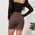 thumbnail image 4 of Hpapadks Skirts for Women Trendy Suede Solid Fall Winter Pleated Irregular Zipper Short Half Skirt Brown S, 4 of 5