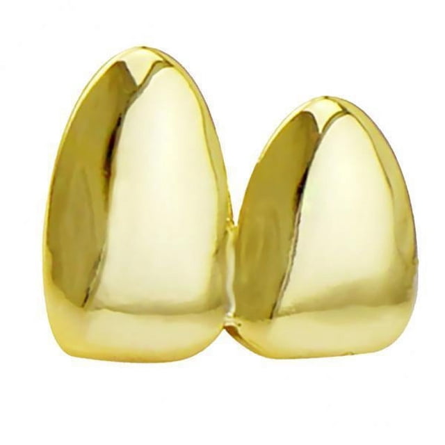 2xHalloween Vampire 18K Golden 2Pcs Diente Parrillas Hip Hop Accesorios Oro Sunnimix Parrillas de dientes de vampiro