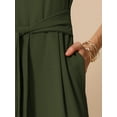 thumbnail image 5 of DARING DIVA Women's V Neck Casual Sleeveless Wide Leg Jumpsuit 2XL Army Green, 5 of 6