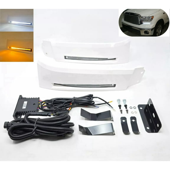 For 2007-2013 Toyota Tundra Sequoia LED SMD DRL Bumper Filler Fog Lights Amber Turn Signal With Wire Harness 6000K White Day Time Running Light OEM#81110-ACC-TTU07FL