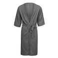thumbnail image 3 of VNKIDY Men's Loungewear Solid Color Short Sleeve V Neck Robes Belted Pockets Soft Loungewear For Casual Daily Home Relaxation Activities Versatile Homewear, 3 of 4