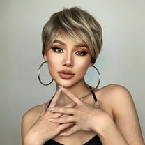 BERON Brown Wig Short Straight Wig With Bangs for Women Heat Resistant Synthetic Hair Wigs for Daily Use