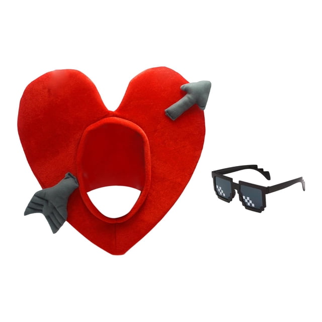 Sombrero de corazón rojo, accesorio fotográfico para hombres y mujeres, divertido sombrero de fiesta con gafas.