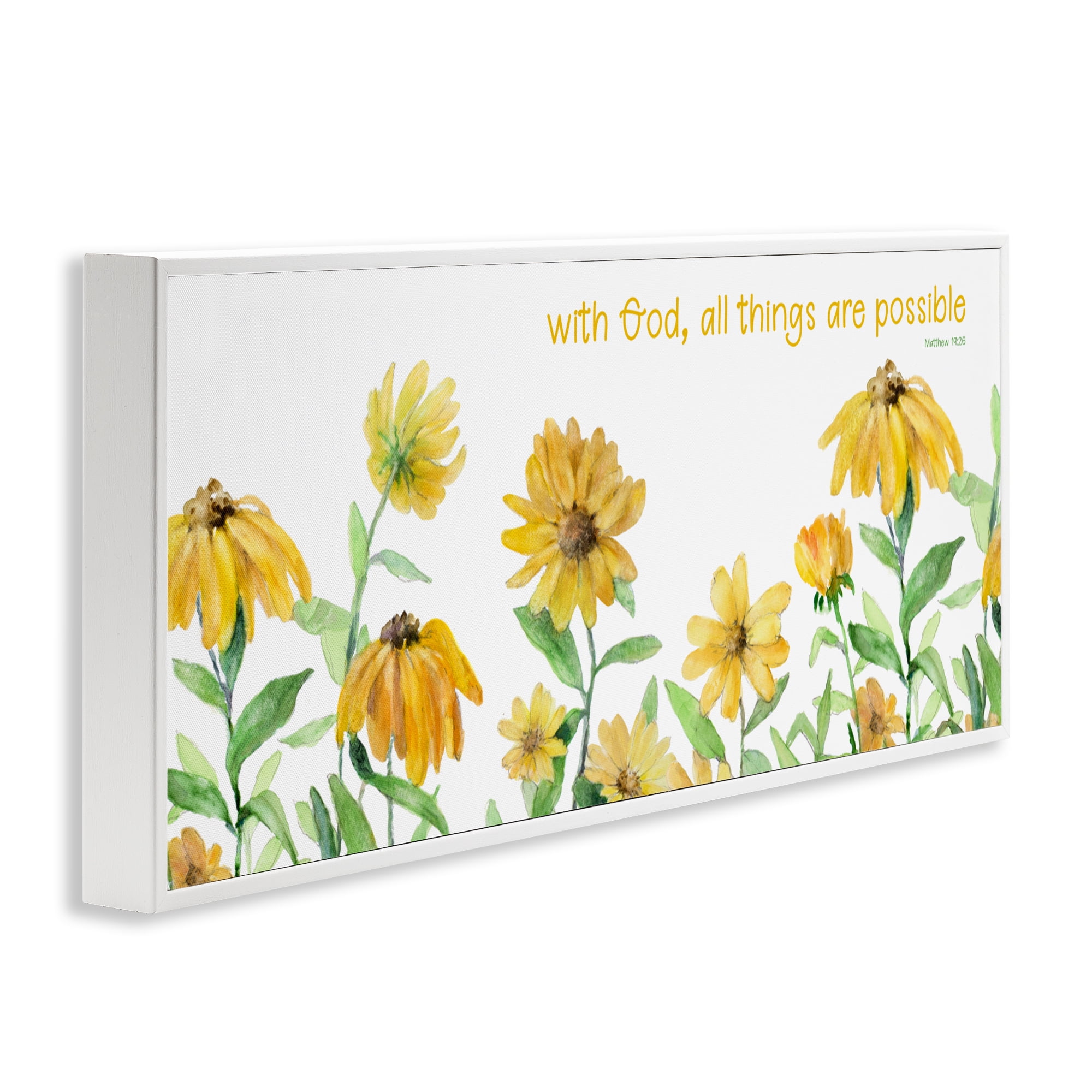 Stupell Industries With God Proverb & Daisies White Framed Giclee Art, design by Lanie Loreth
