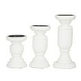 thumbnail image 6 of DecMode 3 Candle White Mango Wood Turned Style Pillar Candle Holder, Set of 3, 6 of 7