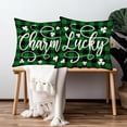 thumbnail image 5 of St. Patrick‘s Day Throw Pillow Covers Set of 2 Lucky Charm Shamrock Cushion Cover White Clovers Pillow Cases Green Black Buffalo Plaid Decorative Pillowcase for Home Decor 16x16 Inch, 5 of 6