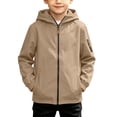 thumbnail image 4 of BXJX Boys Rain Jackets Size 8, Water Resistant Windproof Full Zip Hooded Windbreaker with Pockets Khaki, 4 of 9