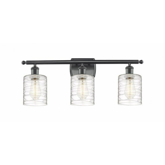 516-3W-BK-G1113-LED-Innovations Lighting-Cobbleskill - 3 Light Bath Vanity In Art Nouveau Style-9 Inches Tall and 26 Inches Wide Matte Black Clear