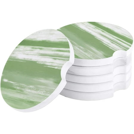 

KXMDXA Abstract Green Texture Set of 2 Car Coaster for Drinks Absorbent Ceramic Stone Coasters Cup Mat with Cork Base for Home Kitchen Room Coffee Table Bar Decor
