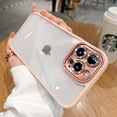 thumbnail image 1 of Funda enchapada de lujo con diamantes brillantes para iPhone 14, 13, 12, 11 Pro Max, 14 Plus, protección de lente de silicona a prueba de golpes, cubierta transparente, 1 of 4