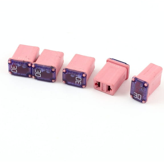 Unique Bargains Car Auto Link Pink Plastic Slow Blow PAL Female  Fuse 30A 12V-58V 5 Pcs