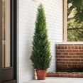 thumbnail image 4 of DR.Planzen Artificial Cedar Tree 2 Pack 5 ft Artificial Cedar Topiary Trees for Outdoors Potted Fake Cypress Trees Faux Evergreen Plants for Home Porch Decor Set of 2, 4 of 7