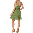 thumbnail image 3 of INSPIRE CHIC Women's Dress Smocked Waist Tie Strap Sleeveless A-Line Sundress S Army Green, 3 of 5