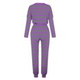 thumbnail image 4 of Juslio Girls Pants Unisex Child Casual Stripe Sleeve Set Two-piece Set Girl Purple, 4 of 5
