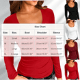 thumbnail image 3 of ABSUYY Women's Long Sleeve Top, Scoop Neck Fitted Stretchy Soft Basic Layering Shirt Wine, Size L, 3 of 4