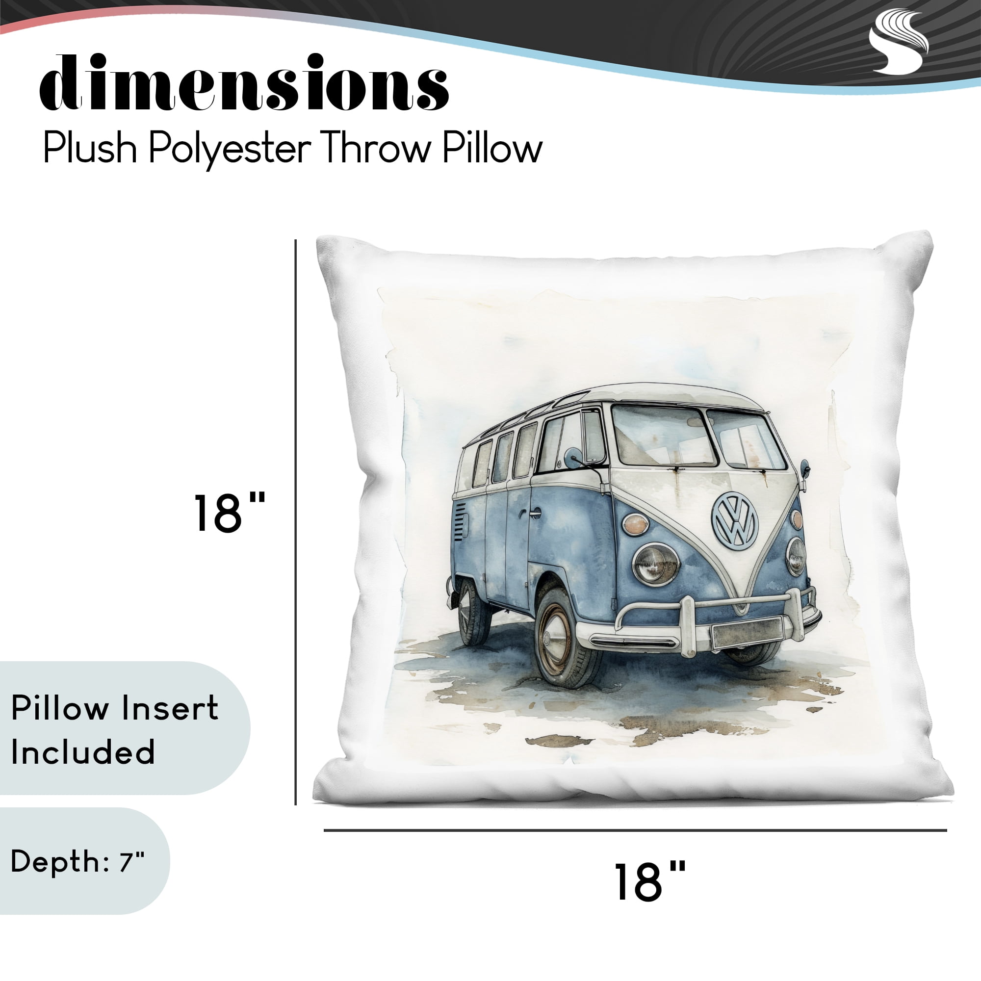 Stupell Industries Sky Blue Surf Van Decorative Printed Throw Pillow, design by Ray Powers