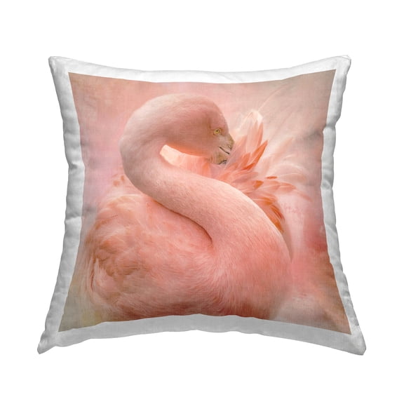 Stupell Industries Cocoon of Plumage 18" x 18" Birds Print Polyester Throw Pillow, Zip Closure 1 Count