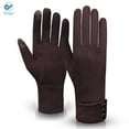 thumbnail image 2 of Deago Womens Winter Warm Gloves With Sensitive Touch Screen Texting Fingers, Fleece Lined Windproof Gloves (Coffee), 2 of 9