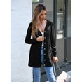 thumbnail image 2 of Chiclily Women's Long Sleeve Cardigan Sweater Lightweight Button Down Knit Coat for Fall with Pockets, Black L, 2 of 7