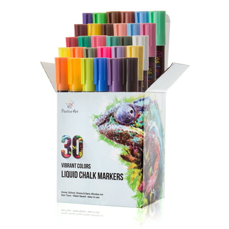 Liquid Chalk Markers 30 Colors By Positive Art: Bright Colors,Painting And Drawing For Kids And Adults, Window And Board Art For Bistros, Bars And Stores, Easy To Wipe And Use,