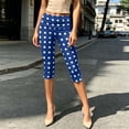 thumbnail image 5 of IUYRTFE Women's Polka Dot Capri Pants with Side Slit High Waist Stretch Cropped Trousers for Summer, 5 of 7