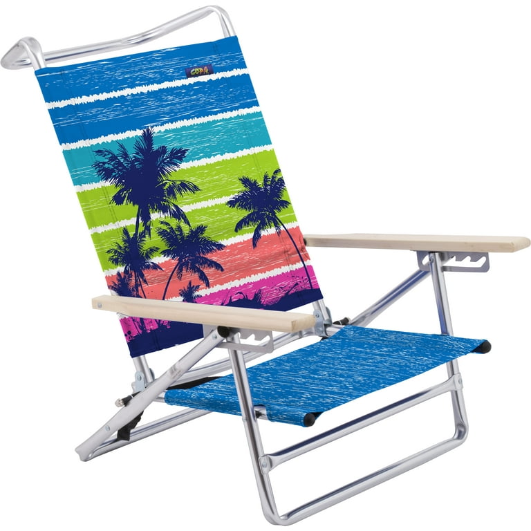 Seasonal Supply Co. 5 Position Lay Flat Beach Chair Walmart