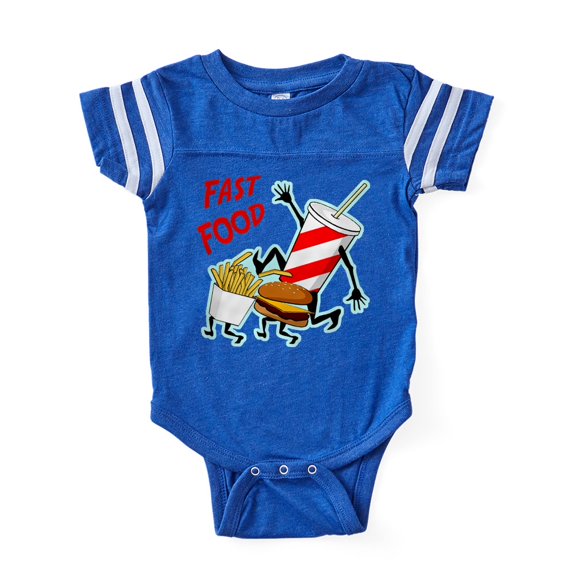 CafePress - FIN Running Fast Food - Cute Infant Baby Football Bodysuit