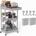 thumbnail image 1 of LLMRR 3 Tier Rolling Utility Cart with Drawer, Cart with Drawer & Handle, Bathroom Cart Organizer, Rolling Storage Cart with Drawer, Rolling Cart with Lockable Wheels for Kitchen, Office, Grey, 1 of 9