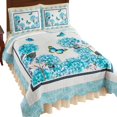 thumbnail image 2 of Collections Etc Blue Hydrangea Butterfly Scalloped Edge Quilt, 2 of 2