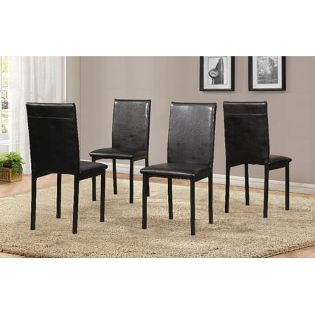 Nordic Metal Frame Dining Chairs - 4-Pack with Black Faux Leather