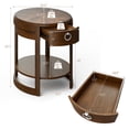thumbnail image 3 of Costway Side End Table with Drawer Storage Shelf Classic Accents Nightstand Walnut Elliptical, 3 of 10