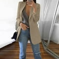 thumbnail image 2 of Women Workoffice Suit Solid Color Blazer Button Down Fitted Outwear Pockets Professional Overcoat Single Breasted Fashion Jacket V Neck Cardigan, 2 of 6