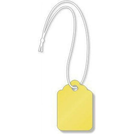 Merchandise Tags, Yellow #3 (1-1/4" x 7/8"), Hole-with String - Box of 1,000 Tags