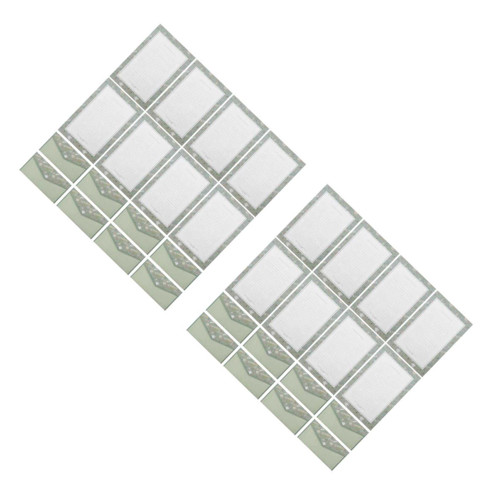 DINHEAROM Vintage Floral Lined Stationery Writing Paper and Envelopes Set Light Green for Wedding 2Sets