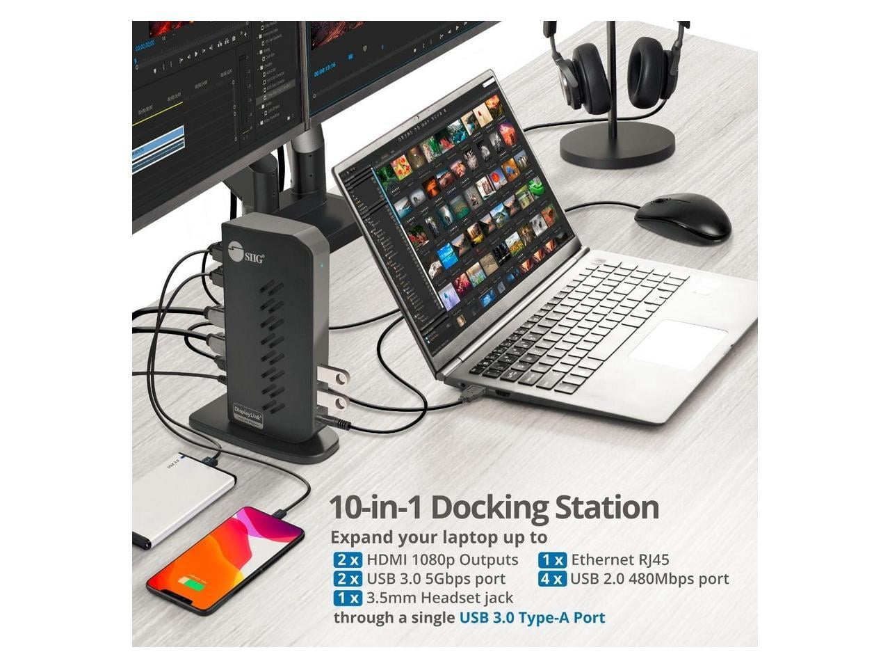 SIIG USB 3.0 Dual Head Full HD 1080p HDMI Video Docking Station - Mirror / Extend / Primary Video Mode - 5Gbps Data Transfer Rate