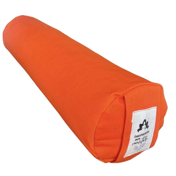 Bolster para Yoga Naranja Orgánico 62x16cm Cojín Cilíndrico para Restorative Yoga, Meditación, Pilates y Estiramientos Funda Lavable Hecho a Mano con Materiales Naturales