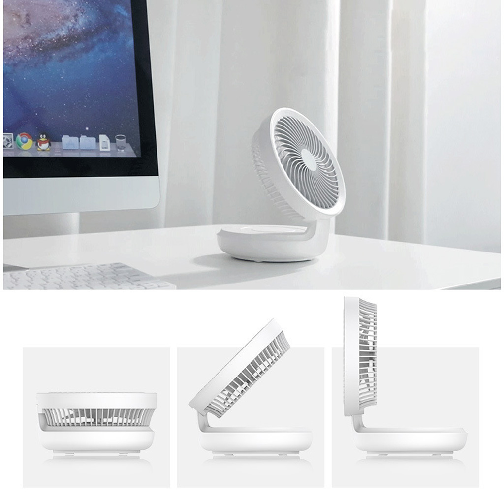 ZUARFY 4000mAh USB Rechargeable Air Circulation Fan 120 Degree Oscillation 4 Speed Foldable Fan With LED Light for outdoor Home