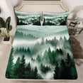 thumbnail image 2 of jejeloiu Retro Natural Landscape Twin Sheet Sets,Jungle Mountain Range Twin Fitted Sheet,Green Black Flat Sheet For Kids,Breathable Home Decor,3-Piece, 2 of 7