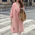 thumbnail image 6 of comerut Women's Coat Double-Breasted Lapel Stylish Warm Mid-Length Double Pockets Winter Coat Lady Accessories, 6 of 8
