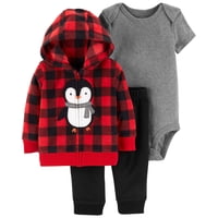 Hooded Cardigan, Short Sleeve Bodysuit & Pants, 3-Piece Outfit Set (Baby Boys)