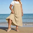thumbnail image 4 of XiYing Robes pour Femmes, Robe Maxi Décontractée de Mode pour Femmes Grande Taille à Encolure Carrée avec Boutons, Bretelles, Dos Plissé et Détails de Buste,, 4 of 8