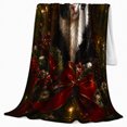thumbnail image 2 of Snowy Evergreen Tuxedo Cat Among, Festive Pet Portrait Pattern, Warm Flannel Blanket for Living Room and Reading Nook, Cat Lovers Appreciation Gift, Pet Lover Home Decor, 2 of 9
