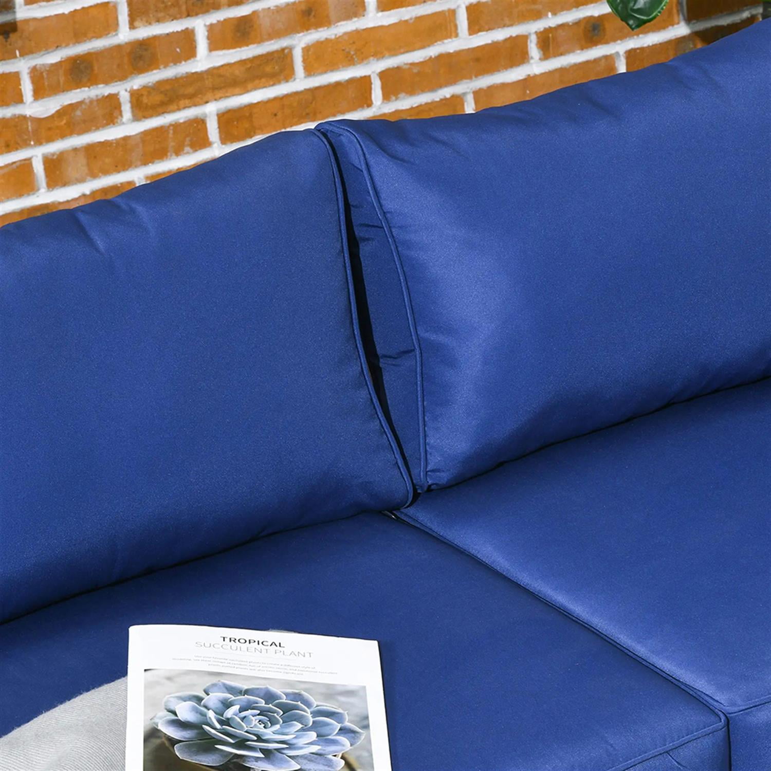 Demi Bonn Outdoor Loveseat Sofa Aluminum Patio Furniture with Wide Armrests, All-Weather Metal Outdoor Couch with Cushions, Blue