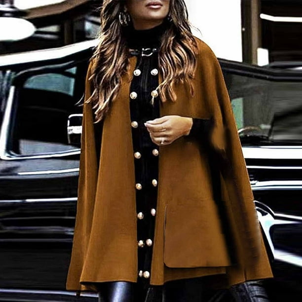 Capa de mujer, gabardina corta, elegante, con botones, para mujer