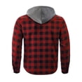 thumbnail image 6 of Mens Flannel Shirt Plaid Hoodie Stylish Long Sleeve Fall Casual Button Down Western Shirts with Flat Pocket Red L, 6 of 7