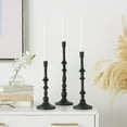 thumbnail image 2 of DecMode 3 Candle Black Metal Slim Turned Candle Holder, Set of 3, 2 of 8