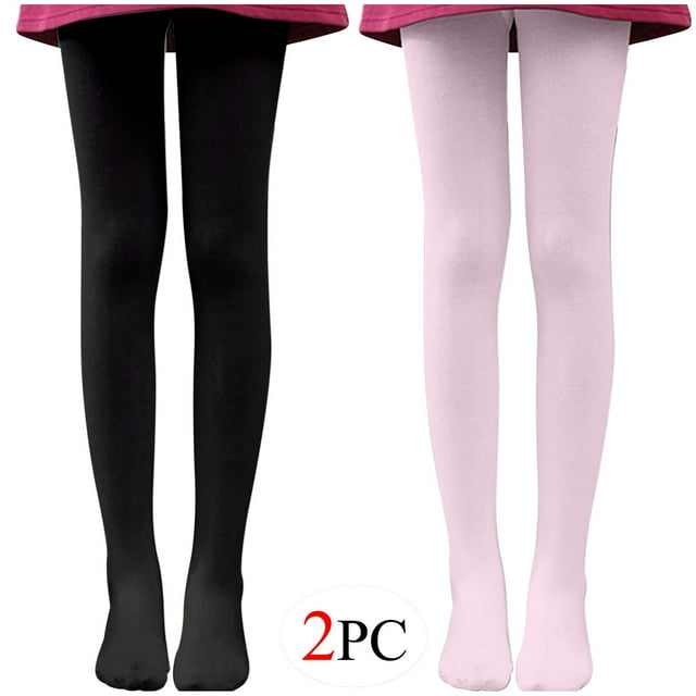 FAIWAD 2 Pcs Collants de Danse Ballet pour Filles Doux Opaques avec Pieds Extensibles Taille Haute Bas Colorés